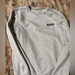 Youth BOSS Gray Crewneck Sweater